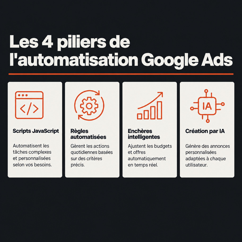 Infographie: Les 4 piliers de l'automatisation Google Ads